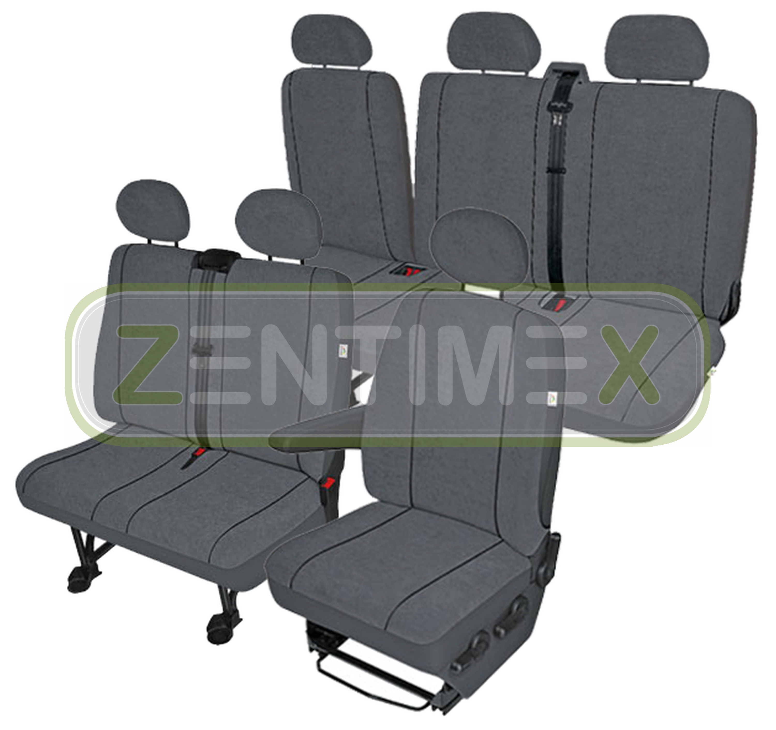 Sitzbezüge housses de protection set EK vw t5 Caravelle tissu Foncé Gris