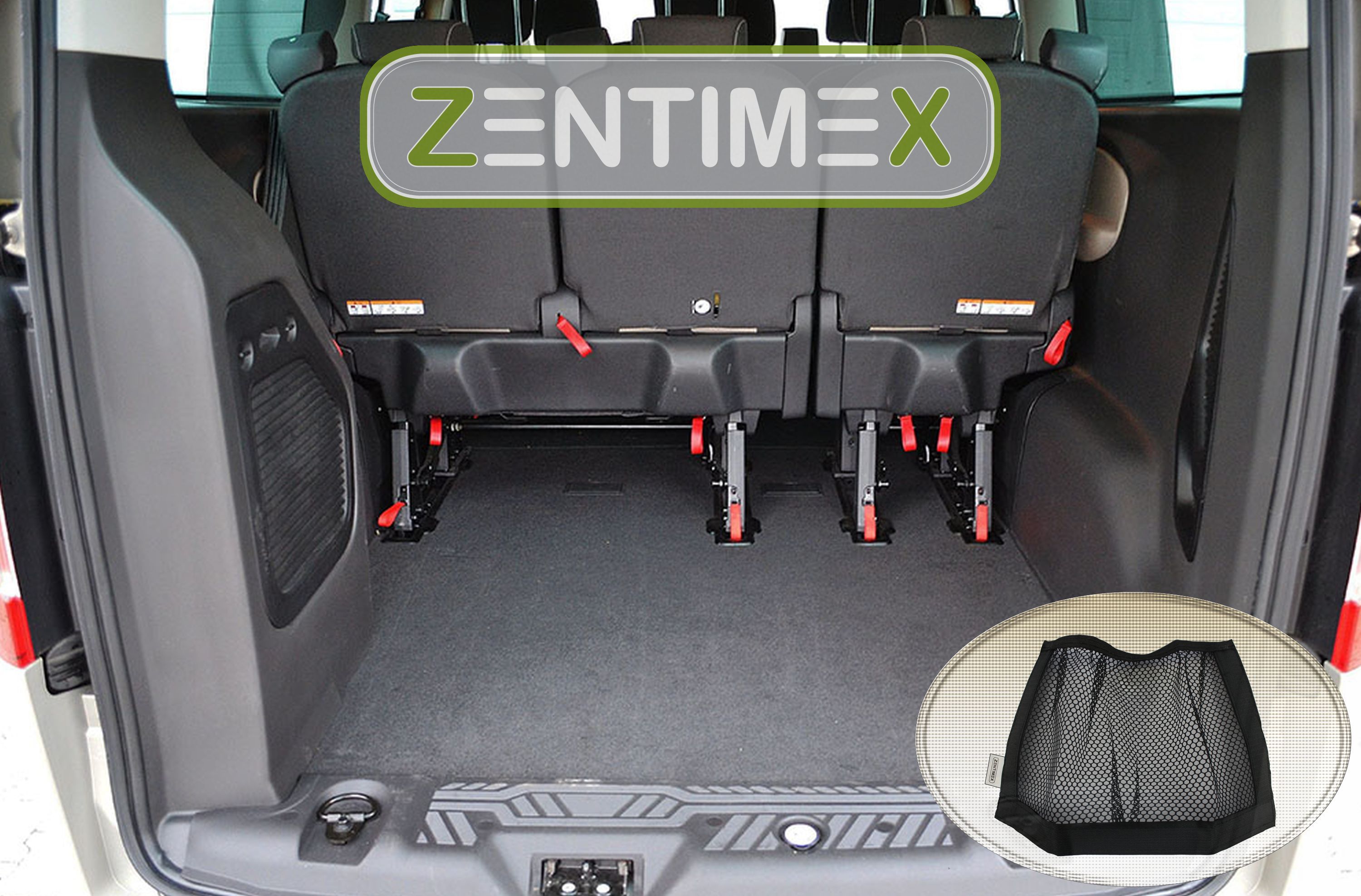 Netztasche für Ford Tourneo Custom Kleinbus 2012 Kofferraumwanne TPE lange61