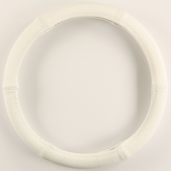  Lenkradbezug Lenkradhülle Lenkradschutz 40-41cm Leder weiß perforiert 